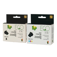 Ecoink - Cartouche de toner remanufacturée - Canon PG210XL, CL211XL - Rendement élevé - Noir et couleur (ensemble)-Couleur : Noir & Tricolore
