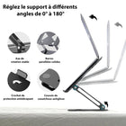 ShoppingAll - Support Élévateur Pour Ordinateurs Portables Et Tablettes Jusqu’à 17,3 Pouces – Noir-Stabilité Supérieure – Base robuste en acier au carbone avec structure à double tige pour un soutien fiable.