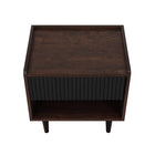 Manhattan Comfort - Table de nuit Duane 20,23" style mid-century moderne - brun foncé et noir-15,66 po L x 20,23 po l x 19,68 po H