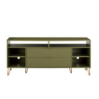 Manhattan Comfort - Meuble TV moderne DUMBO 62,99 po - Vert olive-Meuble TV de style milieu du siècle pour salon