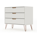 Manhattan Comfort - Rockefeller commode moderne mi-siècle 35,24" - blanc cassé et naturel-44,5 cm L x 89,6 cm l x 76,6 cm H