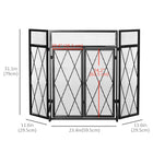HOMCOM - Pare-étincelles pliant de foyer à 3 panneaux avec porte et écran pare-étincelles, noir-Cadre en métal renforcé avec électrophorèse et traitement de revêtement en poudre pour une utilisation durable