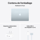 Apple - MacBook Air 15,3" avec Touch ID (2025) - Apple M4 - 24 Go RAM - 512 Go SSD - Bleu ciel-Deux ports Thunderbolt 4
