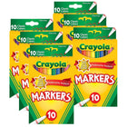 Crayola - Marqueurs à trait fin, couleurs classiques, 10 par paquet, 6 paquets, 60 marqueurs au total-Ces barils de marqueurs élégants et stylés abritent de l'encre colourée qui fonctionne sur une variété de surfaces, y compris les affiches, les pages à colourier, les sacs à lunch en papier brun, les noyaux en mousse et plus encore