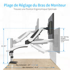 ShoppingAll Support de bureau pour écran LCD entièrement réglable - Blanc-Rangez vos câbles de manière ordonnée et organisée grâce aux clips de câbles intégrés