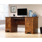 Sauder 59"W La Collection Sauder Select Bureau - Finition Brushed Maple-  L'espace de rangement derrière la porte peut contenir une tour CPU verticale et dispose d'une étagère réglable