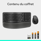 Logitech - Wave Keys et souris verticale Lift - Ensemble clavier et souris sans fil ergonomique - Graphite-Les pièces en plastique de Wave Keys et Lift (Graphite) comprennent du plastique post-consommation recyclé certifié (clavier : 61%, souris : 70 %
