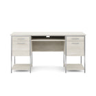 Whalen - Bureau à double caisson Roca 60 po-Fini chêne blond avec accents argentés modernes