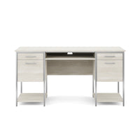 Whalen - Bureau à double caisson Roca 60 po-Fini chêne blond avec accents argentés modernes