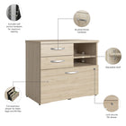Bush Business Furniture - Studio C Armoire de rangement de bureau avec tiroirs, orme naturel (SCF130NESU)-Deux tiroirs permettent de ranger et d'accéder facilement aux ustensiles d'écriture, aux blocs-notes et aux autres petites fournitures de bureau.