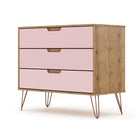 Manhattan Comfort - Rockefeller commode moderne mi-siècle 35,24" - nature et rose pâle-Assemblage à domicile requis Tout le matériel inclus