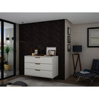 Manhattan Comfort - Rockefeller commode moderne mi-siècle 35,24" - blanc cassé et naturel-Choisissez le design de votre poignée lorsque le produit est chez vous Option pour une poignée découpée ou un look affleurant