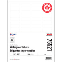 Avery - Étiquettes Imperméables - 2/3 po x 1.75 po - Paquet de 3000-Blanc