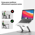 ShoppingAll - Support Élévateur Pour Ordinateurs Portables Et Tablettes Jusqu’à 17,3 Pouces – Noir-Conception Favorisant le Refroidissement – Structure ouverte pour une meilleure ventilation et éviter la surchauffe.