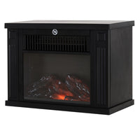 HOMCOM - Foyer électrique portatif sur pied 14 po, 1000 W, noir-Métal de qualité supérieure et verre trempé dans une construction robuste