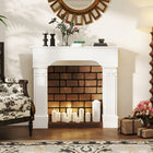 HOMCOM - Manteau de foyer style baroque avec pieds ioniques, blanc-Conception anti