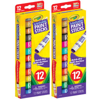 Crayola - Bâtons de peinture lavables - 2 paquets de 12-Peinture à séchage rapide : ces peintures Crayola pratiques ne nécessitent pas d'eau ajoutée et sèchent en 60 secondes ou moins sur la plupart des panneaux d'affichage.