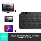 Logitech - MX Keys Mini Minimaliste Clavier Sans Fil Illuminé - USB-C - Noir-Illumination Intelligente : Le clavier sans fil aux touches rétroéclairées s'illuminent au moment où vos mains s'approchent, et s'ajuste automatiquement aux conditions changeantes d'éclairage