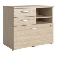 Bush Business Furniture - Studio C Armoire de rangement de bureau avec tiroirs, orme naturel (SCF130NESU)-L'armoire de rangement de bureau 30 po L x 17 po P x 26 po H avec tiroirs et étagères présente une solution d'organisation pratique avec un style contemporain