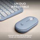 Logitech - Pebble 2 Combo for Mac, clavier et souris sans fil - Blue-Pourquoi ne pas avoir les deux? cet ensemble souris et clavier ultra-fin et portable, fabriqué avec du plastique recyclé(1), est léger, compact, et vous suit dans vos déplacements