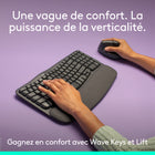 Logitech - Wave Keys et souris verticale Lift - Ensemble clavier et souris sans fil ergonomique - Graphite-Tapez confortablement toute la journée : le design courbé de ce clavier compact favorise un alignement naturel de la main, du poignet et de l’avant-bras, tandis que les switchs plunger offrent une expérience de frappe tactile, discrète et satisfaisante