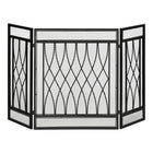 HOMCOM - Pare-étincelles de foyer à 3 panneaux avec treillis métallique, noir-Style vintage à motif losange peut ajouter une touche d'élégance supplémentaire à votre salon, chambre, bureau à domicile, etc