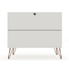 Manhattan Comfort - Rockefeller commode moderne mi-siècle 35,24" - blanc cassé et naturel-Parfait pour le rangement ou l’exposition d’objets Kit anti-basculement inclus