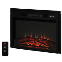 HOMCOM - Insert de foyer électrique 1400 W avec flammes réalistes, noir-Ne peut être installé que dans des armoires en bois