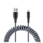 LOGiiX - Piston Connect Coil USB-A vers Lightning - Gris-Câble spiralé extensible de 1,8 m (~ 5,9 pieds) pour charger des appareils USB Type-C