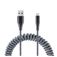 LOGiiX - Piston Connect Coil USB-A vers Lightning - Gris-Câble spiralé extensible de 1,8 m (~ 5,9 pieds) pour charger des appareils USB Type-C