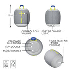 Ultimate Ears - WONDERBOOM 4 enceinte Bluetooth portable et étanche, Gris-Associe deux enceintes Bluetooth portables WONDERBOOM 4 pour un son encore plus puissant, appuie une fois pour dédoubler le son, appuie à nouveau pour obtenir un véritable son stéréo grâce aux deux enceintes, avec un canaux gauche et droit