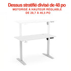 Staples - Bureau assis-debout rectangulaire à hauteur réglage électrique - 48 po de largeur - Blanc-Le fini blanc élégant s’harmonise à la plupart des espaces de travail