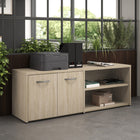 Bush Business Furniture - Studio C Armoire de rangement basse avec portes et étagères, orme naturel (SCS160NE)-Les portes des armoires dissimulent l'équipement et les fournitures que vous souhaitez garder hors de vue ; les étagères ouvertes sont parfaites pour les livres et les matériaux fréquemment utilisés