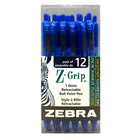 Zebra - Stylos à bille rétractables Z-Grip - 1.0 mm - bleu - paquet de 12-Stylo à bille bleu