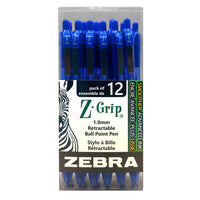Zebra - Stylos à bille rétractables Z-Grip - 1.0 mm - bleu - paquet de 12-Stylo à bille bleu