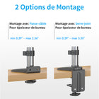 ShoppingAll Support de bureau pour écran LCD entièrement réglable - Blanc-Pivotement de +/-90 degrés dans les deux sens