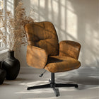 Chaise de Bureau Relax à Hauteur Réglable Homy Casa – Suédine Marron-Profitez d'une mobilité totale avec la fonction pivotante à 360 degrés pour des mouvements faciles autour de votre espace de travail