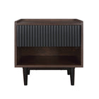 Manhattan Comfort - Table de nuit Duane 20,23" style mid-century moderne - brun foncé et noir-Table de chevet mi-siècle moderne pour chambre et salon