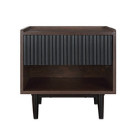Manhattan Comfort - Table de nuit Duane 20,23" style mid-century moderne - brun foncé et noir-Table de chevet mi-siècle moderne pour chambre et salon