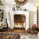 HOMCOM - Manteau de foyer style baroque avec pieds ioniques, blanc-Structure en bois de sapin peint et MDF pour plus de durabilité