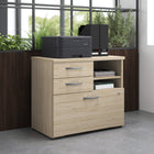 Bush Business Furniture - Studio C Armoire de rangement de bureau avec tiroirs, orme naturel (SCF130NESU)-Le tiroir verrouillable s'ouvre sur des glissières à roulement à billes à extension complète pour un accès sans effort aux documents de format lettre, légal et A4