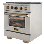 Kucht - 30 po Série KXP Cuisinière double énergie Gaz naturel - Acier inoxydable/Or-Boutons de commande en acier inoxydable de haute qualité