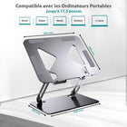 ShoppingAll - Support Élévateur Pour Ordinateurs Portables Et Tablettes Jusqu’à 17,3 Pouces – Noir-Ergonomique et Réglable – Inclinaison ajustable à 180° avec une hauteur de 50 mm à 170 mm pour réduire les douleurs au dos et au cou.