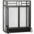 HOMCOM - Pare-étincelles pliant de foyer autoportant à 3 panneaux avec porte, noir-Double porte pour ajouter facilement le combustible, nettoyer les cendres