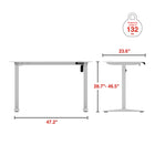 Staples - Bureau assis-debout rectangulaire à hauteur réglage électrique - 48 po de largeur - Blanc-Comprend un crochet de rangement pour écouteurs et un passe-fil de table pour la gestion des câbles