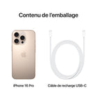 Apple - iPhone 16 Pro 6,3" - 128 Go - Titane désert - Bell et Virgin Plus-Connectivité Satellite: Quand aucun réseau cellulaire ou Wi-Fi n'est à sa portée, iPhone peut se connecter à un satellite pour vous permettre d'envoyer et de recevoir des textos et des Tapback. En cas d'accident de voiture grave, il peut contacter les secours si vous n'êtes pas en mesure de le faire