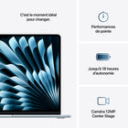 Apple - MacBook Air 15,3" avec Touch ID (2025) - Apple M4 - 24 Go RAM - 512 Go SSD - Bleu ciel-macOS