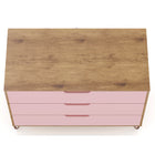 Manhattan Comfort - Rockefeller commode moderne mi-siècle 35,24" - nature et rose pâle-Garantie limitée du fabricant de 30 jours