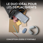 Logitech - Pebble 2 Combo for Mac, clavier et souris sans fil - Blue-Design fin, léger et minimaliste, en plastique recyclé. Couplage multidispositif (jusqu'à 3 dispositifs). Bouton central et 10 touches de raccourcis Fn personnalisables avec l'application Logi Options+. Clics silencieux grâce à la technologie Silent Touch