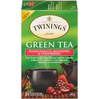Twinings - Thé vert Grenade, framboise et fraise - Paquet de 20-Thé vert de spécialité